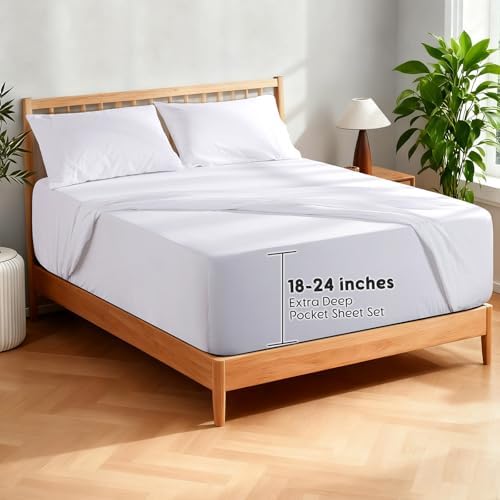 SONORO KATE 100% French Linen Queen Size Sheets Set, Extra Deep Pocket - Image 6