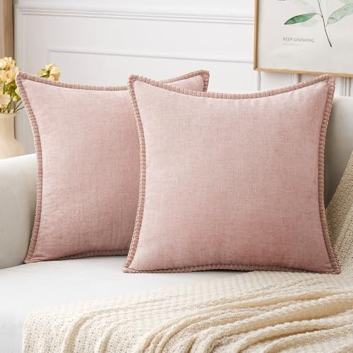 MIULEE Decorative Couch Throw Pillow Covers 20x20 Inch Pink 2 Pack by MIULEE