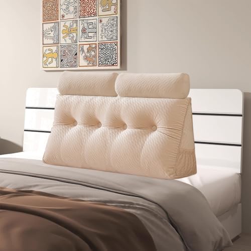 Velvet Triangular Headboard Wedge Pillow by Unknown