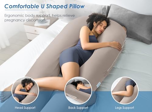 QUEEN ROSE 65 Inch Cooling U Shaped Pregnancy Pillow, Maternity Body Pillow - Image 3