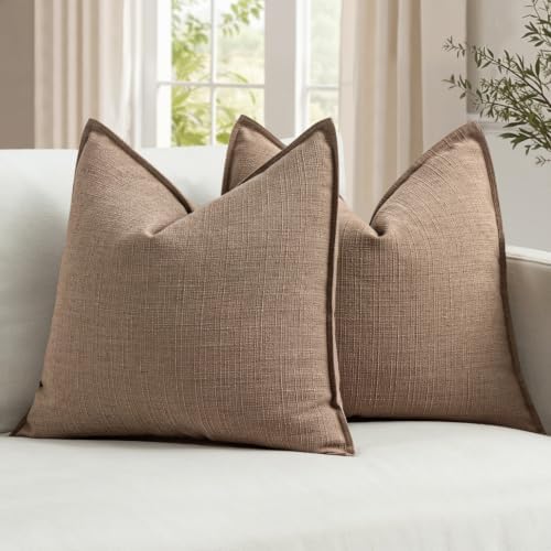 MIULEE Thick Textured Decorative Throw Pillow Covers 20x20 Inch Coco Brown by MIULEE