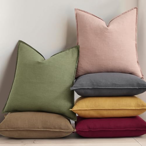 decorUhome Fall Dark Grey Linen Throw Pillow Covers 24x24 Set of 2 - Image 5
