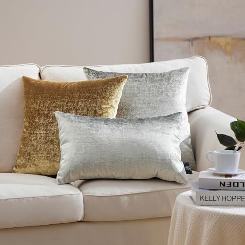 Phantoscope Pack of 2 Sparkling Velvet Decorative Solid Throw Decorative Pillow - Image 5