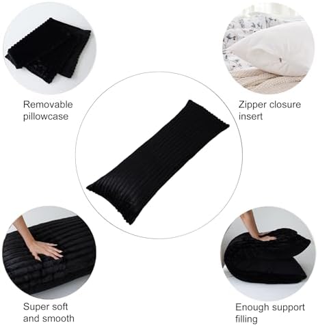 Full Body Pillow with Fluffy Stripe Faux Fur Removable Cover, Long Bed Pillow - Image 6