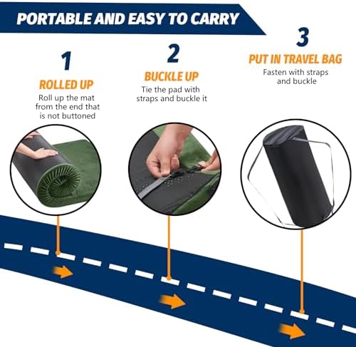 CYMULA Memory Foam Camping Mattress Pad, Sleeping Mat, Portable Roll Up Mattress - Image 6