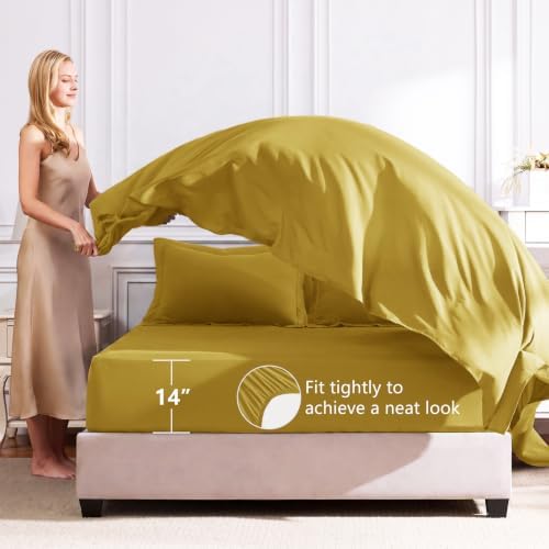 CozyLux Queen Comforter Set 88"x88" Mustard Yellow - Image 5