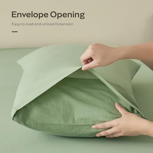 JELLYMONI 100% Washed Cotton Pillowcases, Envelope Closure 2-Pack - Image 6