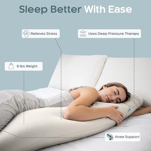 SleepCloud Weighted Body Pillow 8lbs, Cooling Tencel Cover, 48” x 14” XL - Image 2