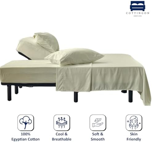 4 Piece Flex Head King Sheet Set 34" Top, 100% Egyptian Cotton - Image 2