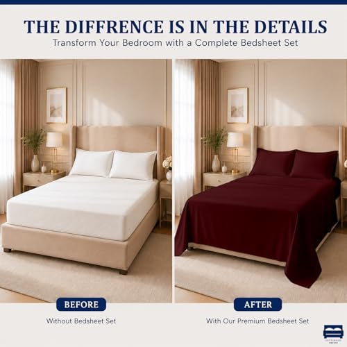Cottingon 4 Piece Twin Sheets Fits 16" Deep, Egyptian Cotton - Image 4
