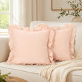 JoraLion Ruffled Throw Pillow Cover 20x20 Solid Blush Pink by JoraLion