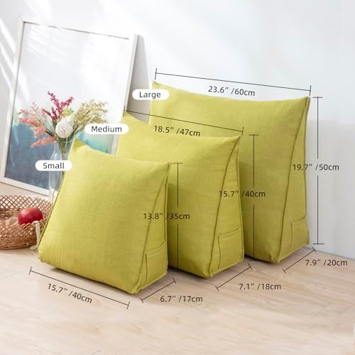 Triangular Reading Pillow with Side Pocket, Backrest Support Cushion - Image 2