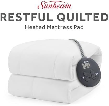 Sunbeam Heated Mattress Pad Quilted 12 Heat Deep Pocket Twin 75x39 - Image 2
