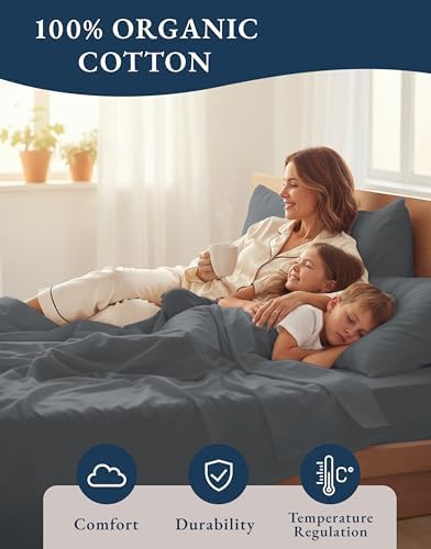 LANE LINEN Full Sheet Set 100% Organic Cotton Cooling Soft 4pc - Image 6
