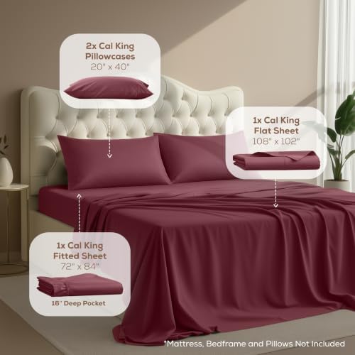 California King Sheets Set, 4 Pieces 16" Deep Pocket Bed Sheets - Image 2