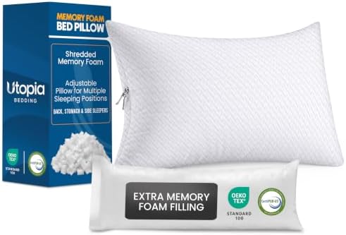 Utopia Bedding Shredded Memory Foam Pillows, Cooling Pillow, 1 Pack by UTOPIABEDDING