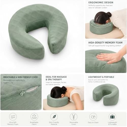 Face Down Pillows for Massage Table, Memory Foam Massage Headrest for Bed - Image 3