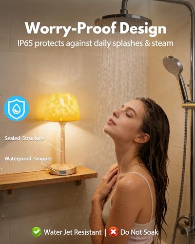 Shower Lamp - Waterproof Bathroom Lamp Ocean Wave Projector, Wood Grain - Image 4