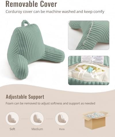 Blissful Diary Reading Pillow for Bed, Backrest Pillow, Mint Green - Image 6