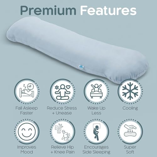 SleepCloud Weighted Body Pillow 6.5lbs, Cooling Tencel Cover, 41” x 10” - Image 3