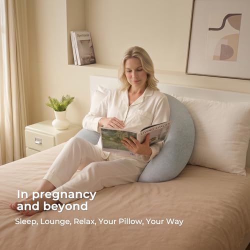Momcozy J Shaped Pregnancy Pillow, Maternity Body Pillow - Image 4