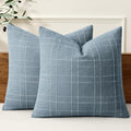 MIULEE Linen Plaid Pillow Covers Coastal Decorative 20x20 Blue Grey by MIULEE