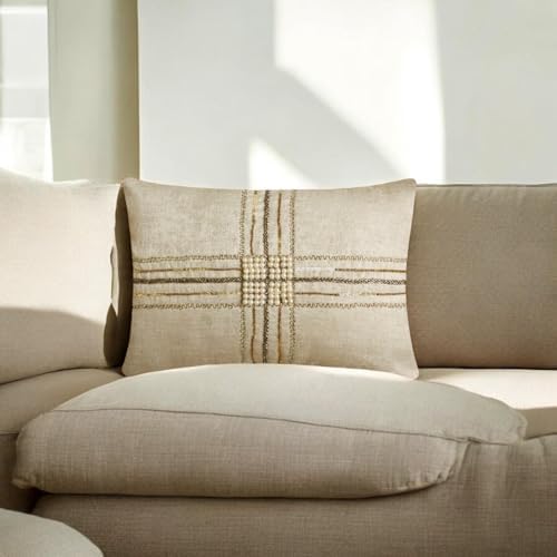 The HomeCentric Pack of 2 Decorative Lumbar Pillow Cover Gold, Hand Embrodiery - Image 7