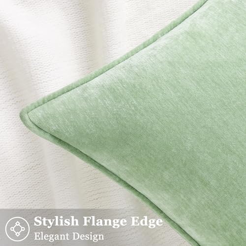 decorUhome Chenille Sage Green Velvet Throw Pillow Covers 18x18 Set of 2 - Image 3