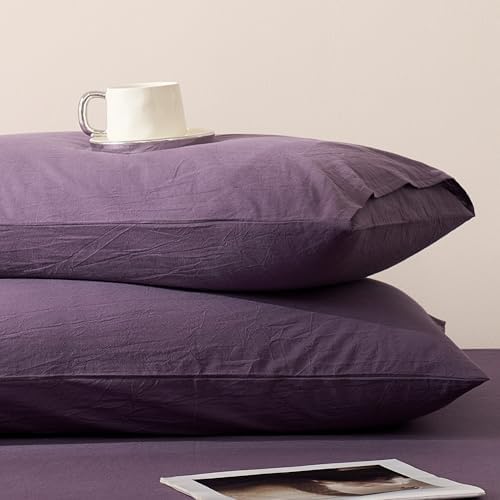 JELLYMONI 100% Washed Cotton Pillowcases, Envelope Closure 2-Pack by JELLYMONI