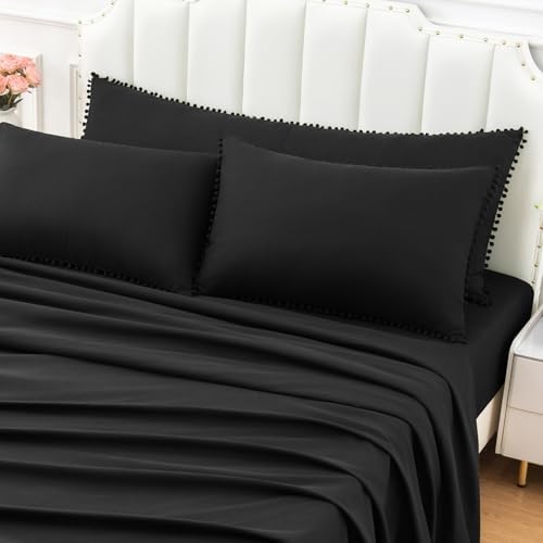 Pom Poms Pillow Shams Standard Size Set of 2, Soft Microfiber Shams Cover - Image 2