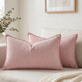 Fancy Homi Set of 2 Pink 12x20 Inch Soft Chenille Decorative Throw Pillow Covers by Fancy+Homi