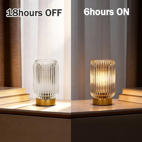MJ PREMIER Battery Operated Lamp, Small Cordless Lamp with Timer, Clear*2 - Image 5