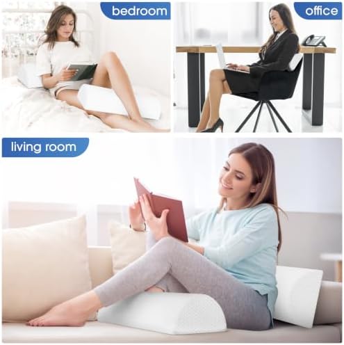 2 Pack Knee Pillow for Back Sleeping Memory Foam Half Moon Bolster Pillow - Image 7