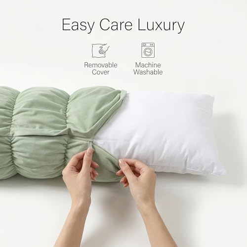 Pat. Pend. Body Pillow for Side Sleepers, 39 Inch, Celadon Green - Image 6