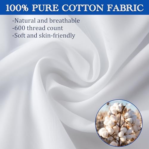 Body Pillow Cover, Precoco 100% Cotton Body Pillow Pillowcase-Premium White - Image 4