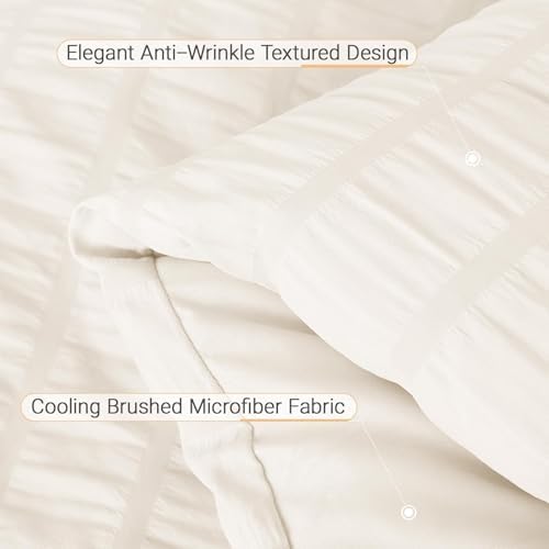 MUXHOMO 7 Pieces King Comforter Set, Seersucker Bed in a Bag King Size - Image 6