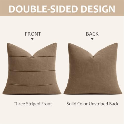 MIULEE Euro Decorative Linen Throw Pillow Covers 22x22 Coco Brown Striped - Image 6