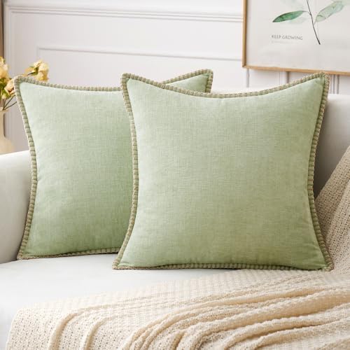 MIULEE Decorative Couch Throw Pillow Covers 16x16 Inch Light Green 2 Pack by MIULEE