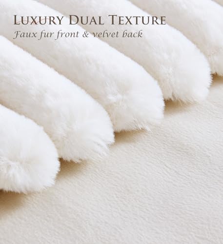 Set of 2 Decorative Throw Pillow Covers 16x16, Faux Fur Cream White - Image 2