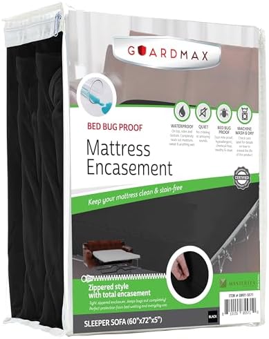 Guardmax Sleeper Sofa Mattress Protector Zippered, Bed Bug Mattress Cover by Guardmax