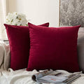 MIULEE Velvet Throw Pillow Covers 12x12 Inch Pack of 2 Wine Red by MIULEE