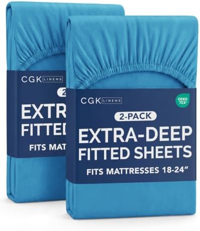 CGK Linens 2 Pack Extra Deep King Fitted Sheets by CGKUnlimited