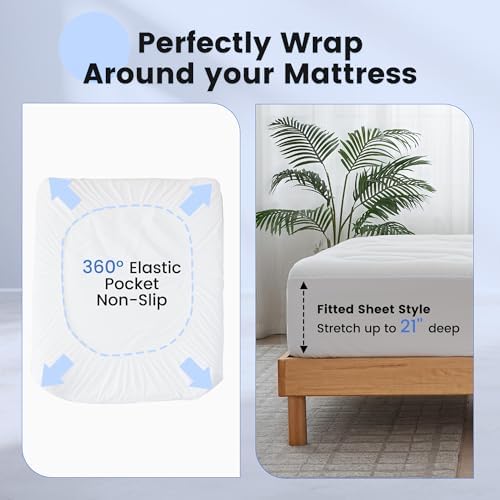 Waterproof Mattress Pad Queen, Quilted Fitted Queen Mattress Protector - Image 6