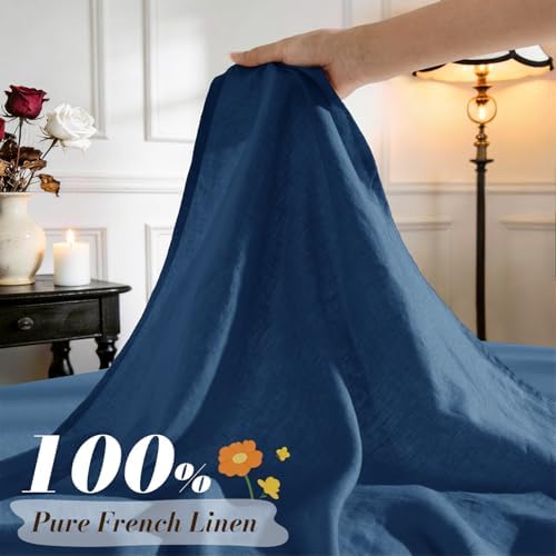 SONORO KATE 100% French Linen King Size Sheets Set, Natural Flax Bedding - Image 2