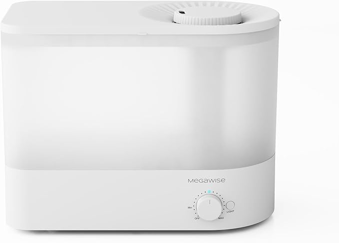 MEGAWISE 2025 Large Capacity Humidifier, 6L Top Fill Design, 50H Runtime, Ultra Quiet Large Capacity Cool Mist for Bedroom, Baby Nursery, Plants, Indoor, Easy to Clean & Fill (White)