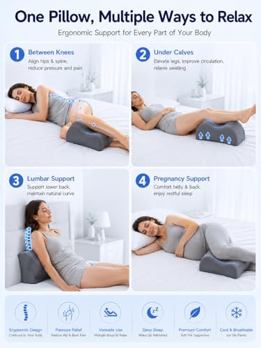 Knee Pillow for Back Sleeping, 5.7" Memory Foam Leg Pillow - Image 7