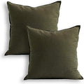 Jeanerlor 18"x18" Solid Cotton Linen Decoration Green Throw Pillow Case by Jeanerlor