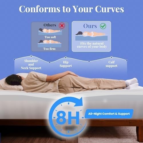 OhGeni Cooling 4 Inch Twin Size Dual Layer Mattress Topper, 2 Inch Gel Memory - Image 5