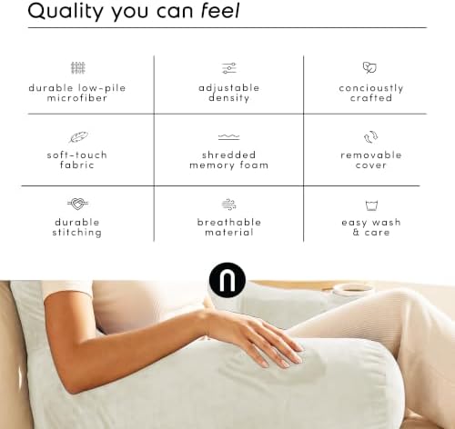 Nestl Reading Pillow for Bed, Back Pillow for Sitting Up in Bed, Off White - Image 6