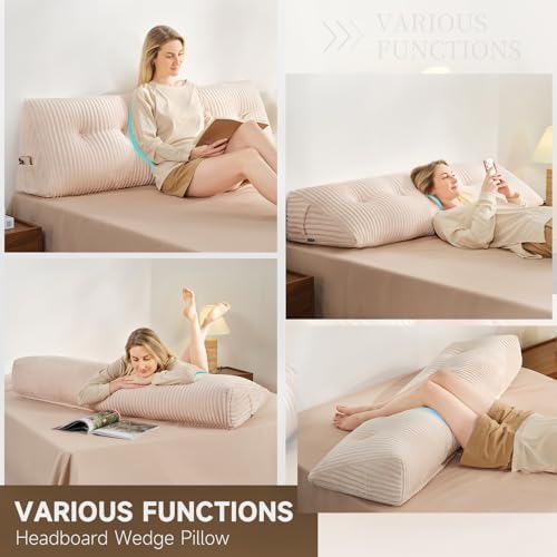 Z-hom Large Headboard Pillow Full, NO ROLL Pillow, Wedge Pillow Headboard - Image 4
